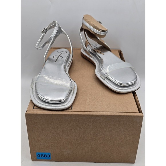 Jessica Simpson Shoes - NEW Jessica Simpson Betania Ankle Strap Flat Sandals - Color Silver - Size 6.5M